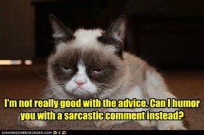 I'm not really good with the advice. Can I humor you with a sarcastic comment instead?