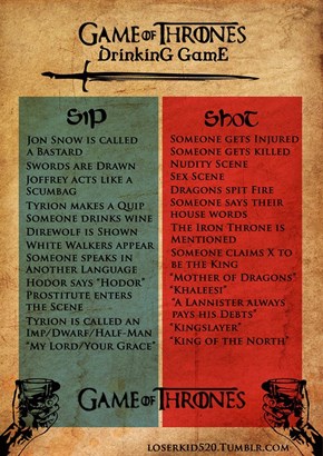 The Game of Thrones Drinking Game
