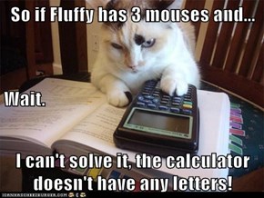 So if Fluffy has 3 mouses and... Wait. I can't solve it, the calculator doesn't have any letters!