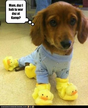 Skooter is worried about taking his  jammies to Kamp Kuppykakes