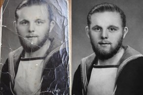 Restored Faith in Humanity of the Day: Reddit Restores WWII Veteran's Damaged Navy Photo