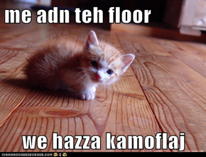 me adn teh floor  we hazza kamoflaj