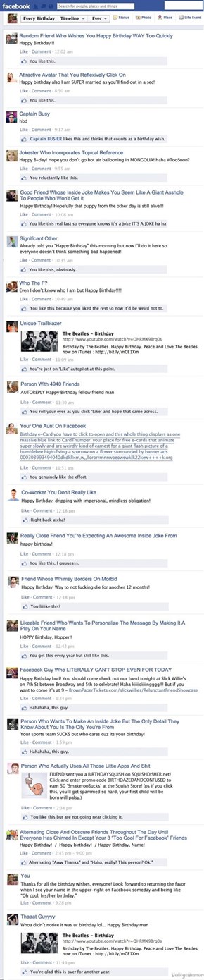 Every Facebook Birthday Wall Ever