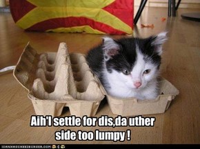 Aih'l settle for dis,da uther side too lumpy !
