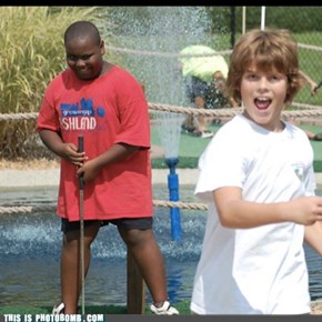 Just another day at at the mini golf course