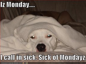 Iz Monday....  I call in sick. Sick of Mondayz.