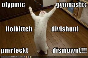 olypmic                       gynmastix (lolkitteh              divishun)    purrfeckt                  dismownt!!!