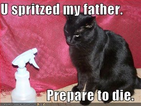 U spritzed my father.  Prepare to die.