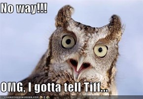 No way!!!   OMG, I gotta tell Tiff...