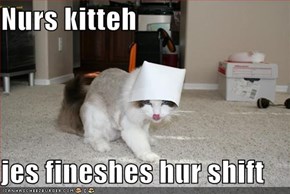Nurs kitteh  jes fineshes hur shift