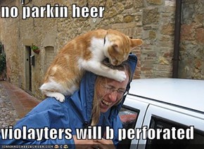 no parkin heer  violayters will b perforated