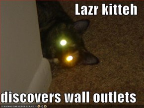 Lazr kitteh  discovers wall outlets