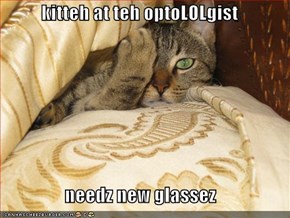 kitteh at teh optoLOLgist  needz new glassez
