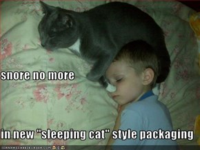 snore no more in new "sleeping cat" style packaging