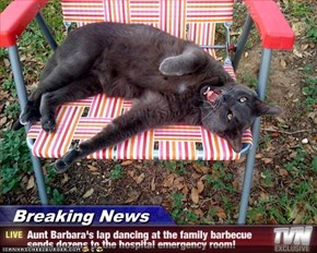 Breaking News - Aunt Barbara's lap dancing at the family barbecue sends dozens to the hospital emergency room!