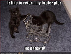 Iz like to retern my brofer plez  He defektiv