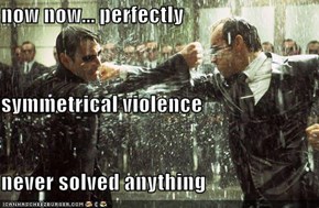 now now... perfectly symmetrical violence never solved anything