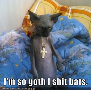 I'm so goth I shit bats.