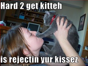 Hard 2 get kitteh  is rejectin yur kissez
