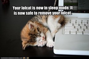 Your lolcat is now in sleep mode. It is now safe to remove your lolcat.