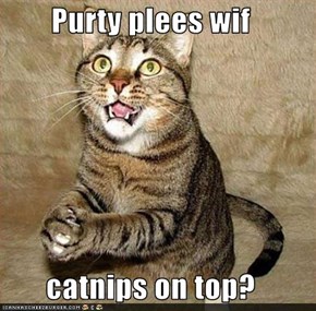 Purty plees wif   catnips on top?