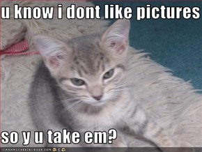 u know i dont like pictures  so y u take em?