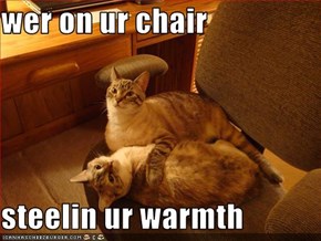 wer on ur chair   steelin ur warmth