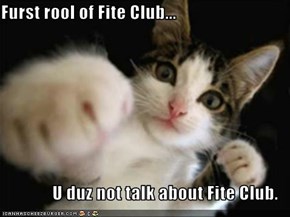 Furst rool of Fite Club...  U duz not talk about Fite Club.