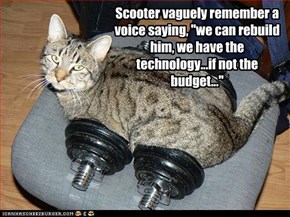 Scooter vaguely remember a voice saying, "we can rebuild him, we have the technology...if not the budget..."