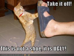 Take it off!  This is not a shoe, it is UGLY!