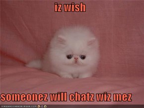 iz wish   someonez will chatz wiz mez