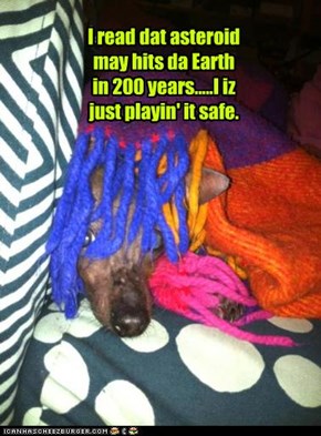 I read dat asteroid may hits da Earth in 200 years.....I iz just playin' it safe.