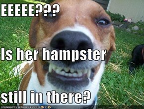 EEEEE??? Is her hampster still in there?