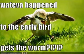 wateva happened to the early bird gets the worm?!?!?