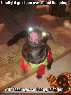 Finally! A gift I can use! Rabid Robodog  with laser eyes and tongue action