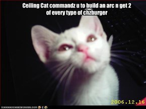 Ceiling Cat commandz u to build an arc n get 2 of every type of chzburger
