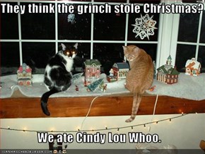 They think the grinch stole Christmas?  We ate Cindy Lou Whoo.
