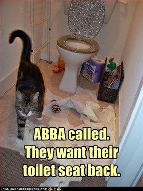 ABBA called. They want their  toilet seat back.