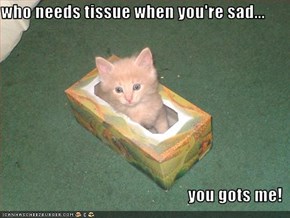 who needs tissue when you're sad...  you gots me!