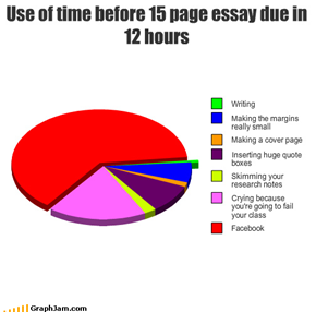Use of time before 15 page essay due in 12 hours