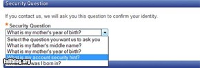 Account Security Question Fail