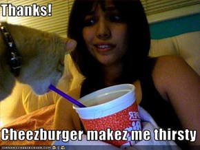 Thanks!  Cheezburger makez me thirsty