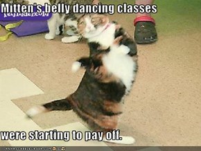 Mitten's belly dancing classes  were starting to pay off.