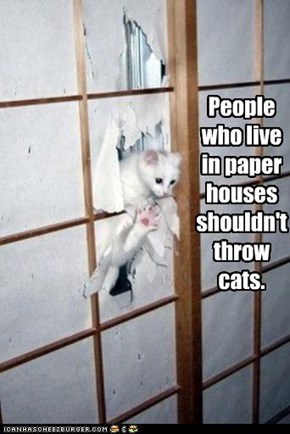 People who live in paper houses shouldn't throw cats.