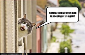 Martha, that strange man is peeping at us again!