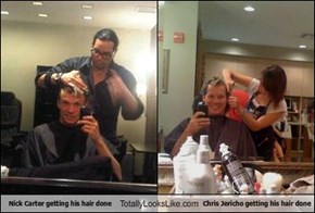 Nick Carter getting his hair done Totally Looks Like Chris Jericho getting his hair done
