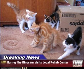 Breaking News - Barney the Dinosaur visits Local Rehab Center