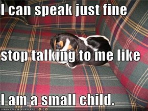 I can speak just fine  stop talking to me like I am a small child.
