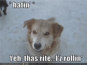 * hatin' *  Yeh, thas rite...I'z rollin'