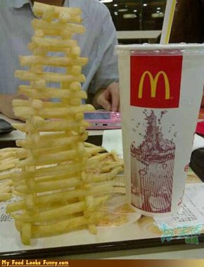 Funny Food Photos - French Fry Stacking